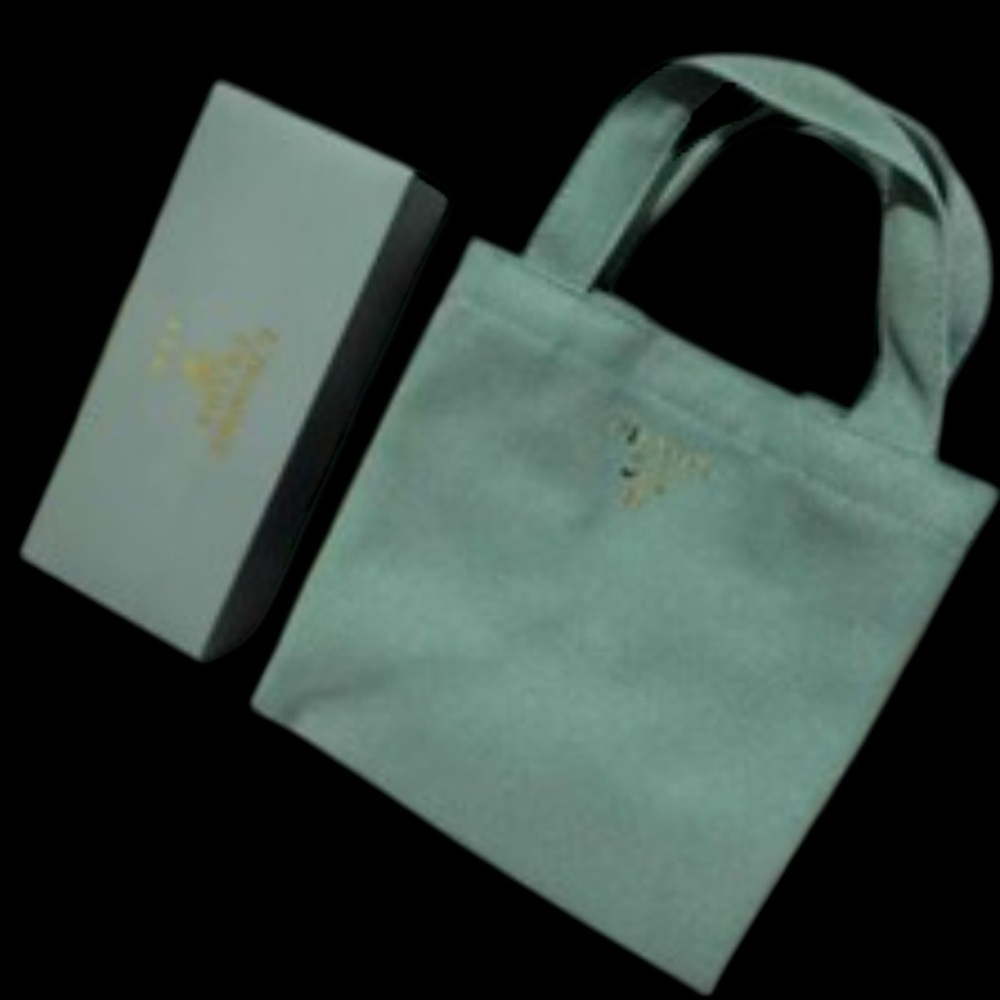 RARE NEW w/ Box Prada Green VIP Canvas Small Tote Bag 9”x 7” w/ 3” Shoulder … - Picture 2 of 4
